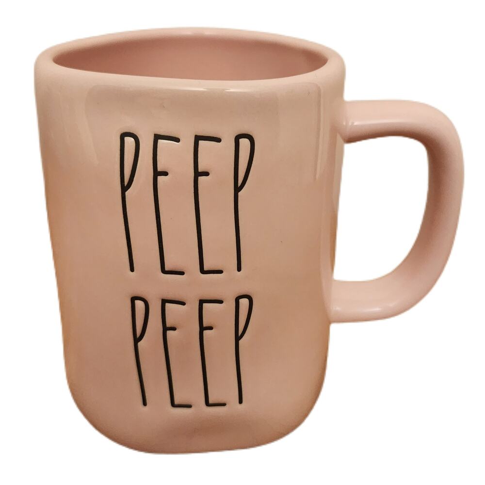 Rae Dunn‎ PEEP PEEP Pink Easter 16oz Coffee Tea Mug Cup Decor Cute Spring Fun
